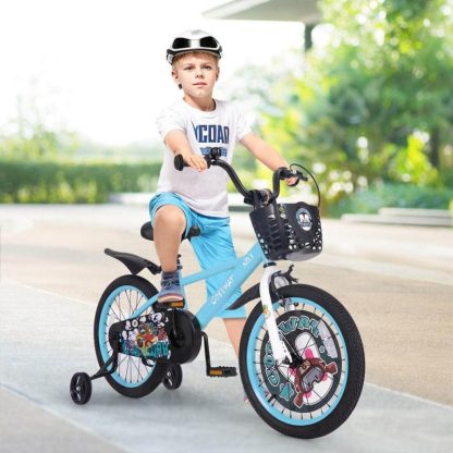 Cycling |  18″Child Bike for 4-8 w/ Height-Adjustable Handlebar & Storage Basket Cycling Cycling