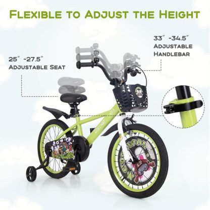 Cycling |  18″Child Bike for 4-8 w/ Height-Adjustable Handlebar & Storage Basket Cycling Cycling