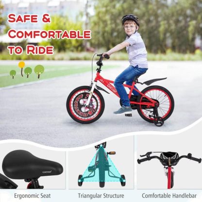 Cycling |  18″Child Bike for 4-8 w/ Height-Adjustable Handlebar & Storage Basket Cycling Cycling