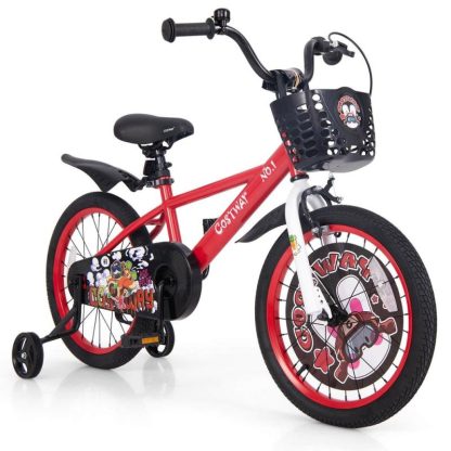 Cycling |  18″Child Bike for 4-8 w/ Height-Adjustable Handlebar & Storage Basket Cycling Cycling