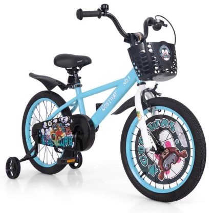 Cycling |  18″Child Bike for 4-8 w/ Height-Adjustable Handlebar & Storage Basket Cycling Cycling