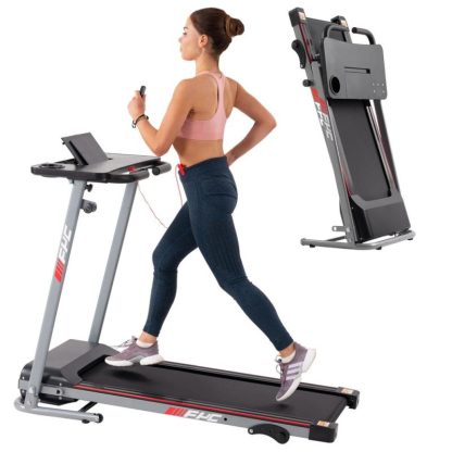 Cycling |  2.5 HP Black Steel Foldable Electric Treadmill with Safety Key, LCD Display, Pad or Phone Holder and 3 Level Inclines Cycling Cycling