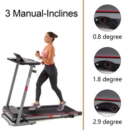 Cycling |  2.5 HP Black Steel Foldable Electric Treadmill with Safety Key, LCD Display, Pad or Phone Holder and 3 Level Inclines Cycling Cycling