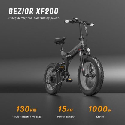 Cycling |  20″ 1000W Foldable Electric Bicycle with 48V 15Ah Battery for Adult Cycling Black+Grey/Black+Red/Black+Yellow