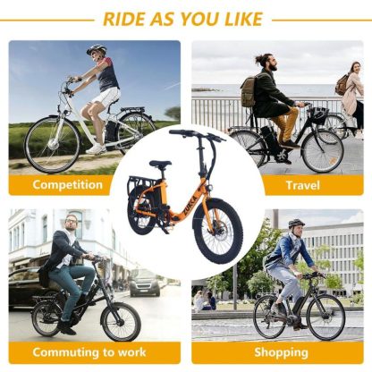 Cycling |  20″ Foldable Electric Bike for Adults, 500W Motor 25MPH Max Speed, 48V 10AH Removable Battery and 7-Speed Electric Bicycles Cycling Cycling