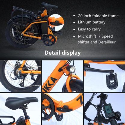 Cycling |  20″ Foldable Electric Bike for Adults, 500W Motor 25MPH Max Speed, 48V 10AH Removable Battery and 7-Speed Electric Bicycles Cycling Cycling