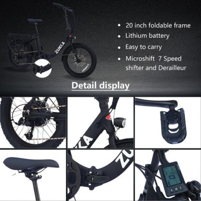 Cycling |  20″ Foldable Electric Bike for Adults, 500W Motor 25MPH Max Speed, 48V 10AH Removable Battery and 7-Speed Electric Bicycles Cycling Cycling