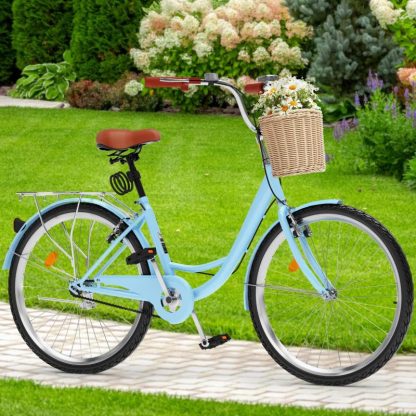 Cycling |  24 Inch Beach Cruiser Bike for Women – 1 Speed Commute Bike for Adults – Bicycle with Adjustable Seat in Light Blue Cycling Cycling