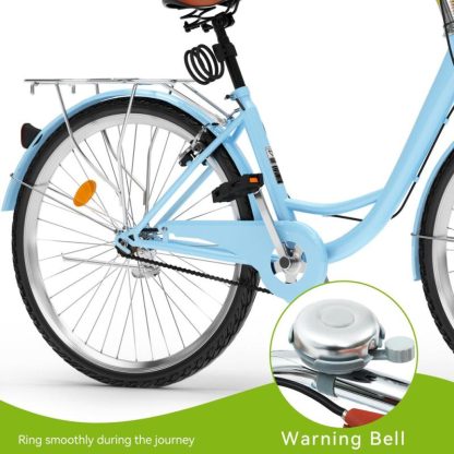 Cycling |  24 Inch Beach Cruiser Bike for Women – 1 Speed Commute Bike for Adults – Bicycle with Adjustable Seat in Light Blue Cycling Cycling