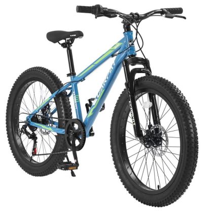 Cycling |  24 Inch Fat Tire Bike Full Shimano 7 Speeds Mountain Bike, Dual Disc Brake, High-Carbon Steel Frame,Urban Commuter City Bicycle Cycling Cycling