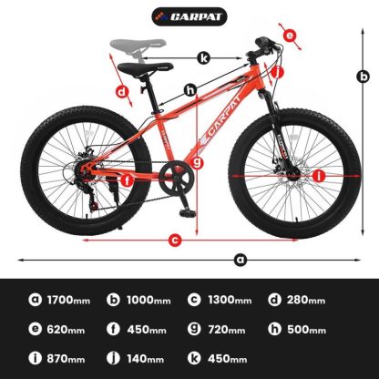 Cycling |  24 Inch Fat Tire Bike Full Shimano 7 Speeds Mountain Bike, Dual Disc Brake, High-Carbon Steel Frame,Urban Commuter City Bicycle Cycling Cycling