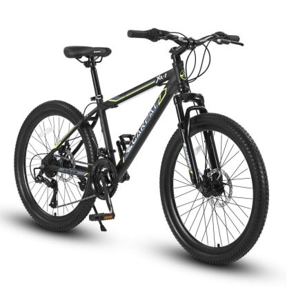 Cycling |  24 Inch Mountain Bike Boys Girls, Steel Frame, Shimano 21 Speed Mountain Bicycle with Daul Disc Brakes and Front Suspension MTB Cycling Cycling