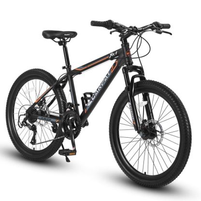 Cycling |  24 Inch Mountain Bike Boys Girls, Steel Frame, Shimano 21 Speed Mountain Bicycle with Daul Disc Brakes and Front Suspension MTB Cycling Cycling