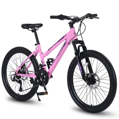 Cycling |  24 inch Mountain Bike for Teenagers Girls Women, Shimano 21 Speeds with Dual Disc Brakes and 100mm Front Suspension Cycling Cycling