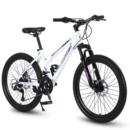 Cycling |  24 inch Mountain Bike for Teenagers Girls Women, Shimano 21 Speeds with Dual Disc Brakes and 100mm Front Suspension Cycling Cycling