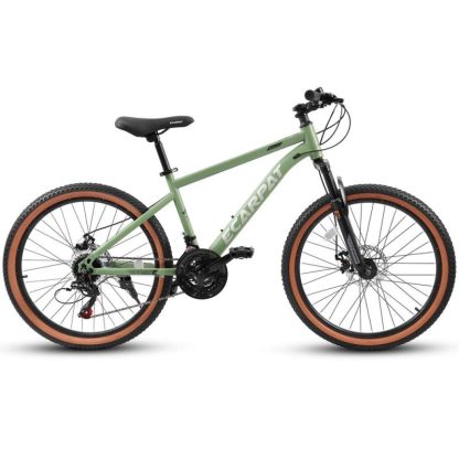 Cycling |  24 Inch Wheels, 21-Speed Trail Commuter City Mountain Bike, Carbon steel Frame Disc Brakes Thumb Shifter Front Fork Cycling Cycling