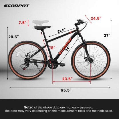 Cycling |  24 Inch Wheels, 21-Speed Trail Commuter City Mountain Bike, Carbon steel Frame Disc Brakes Thumb Shifter Front Fork Cycling Cycling