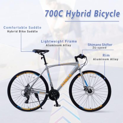 Cycling |  24 Speed Hybrid Bike Disc Brake 700C for men women’s City Bicycle Cycling Cycling