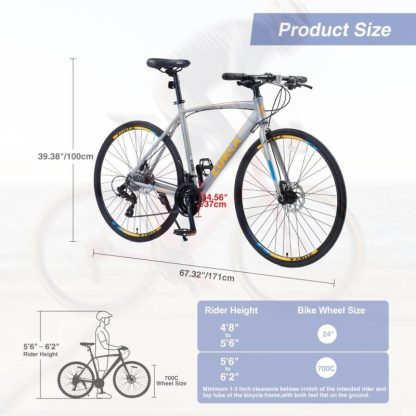 Cycling |  24 Speed Hybrid Bike Disc Brake 700C for men women’s City Bicycle Cycling Cycling