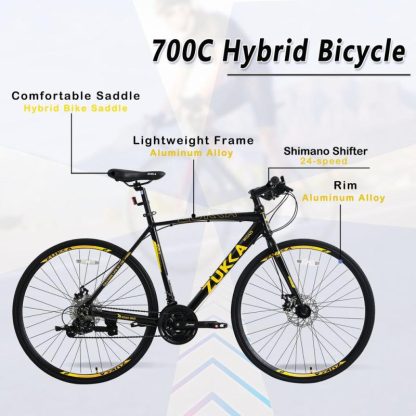 Cycling |  24 Speed Hybrid bike Disc Brake 700C Road Bike For men women’s City Bicycle Cycling Cycling