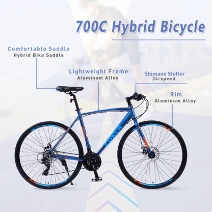 Cycling |  24 Speed Hybrid bike Disc Brake 700C Road Bike For men women’s City Bicycle Cycling Cycling