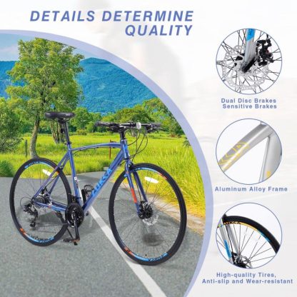 Cycling |  24 Speed Hybrid bike Disc Brake 700C Road Bike For men women’s City Bicycle Cycling Cycling