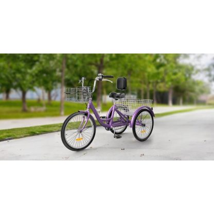 Cycling |  24″Purple Adult Tricycle 3 Wheel Bikes 1 Speed Trike Bike – 24″ Cycling Cycling