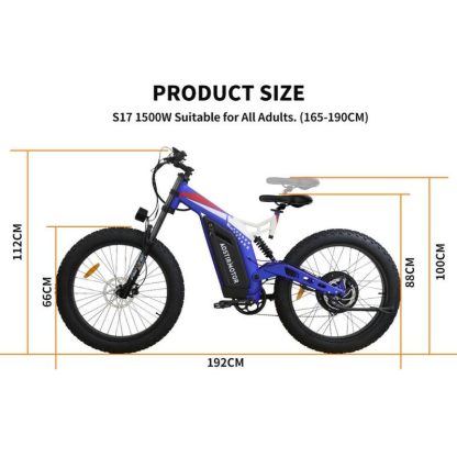 Cycling |  26″ 1500W Electric Bike Fat Tire P7 48V 20AH Removable Lithium Battery for Adults Cycling Cycling