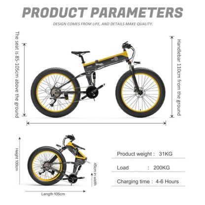 Cycling |  26″ 1500W Foldable Electric Mountain Bicycle 48V 12.8Ah Battery Cycling Cycling