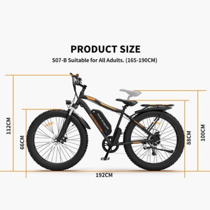 Cycling |  26″ 750W Electric Bike P7 48V 13AH Removable Lithium Battery for Adult Cycling Black