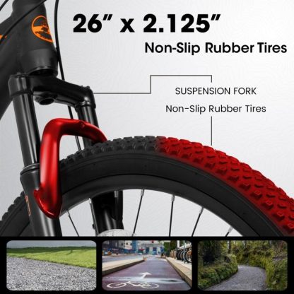 Cycling |  26 in Mountain Bike Adult Aluminum Frame Shock Absorbing Front Fork 21-Speed Cycling Cycling