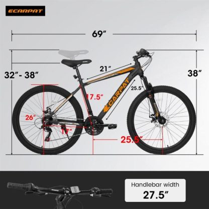 Cycling |  26 in Mountain Bike Adult Aluminum Frame Shock Absorbing Front Fork 21-Speed Cycling Cycling