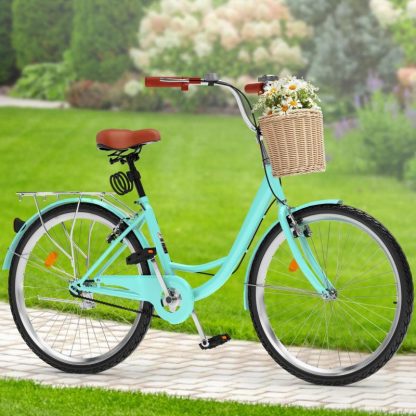 Cycling |  26 Inch Beach Cruiser Bike for Women – 1 Speed Commute Bike for Adults – Bicycle with Adjustable Seat in Mint Green Cycling Cycling