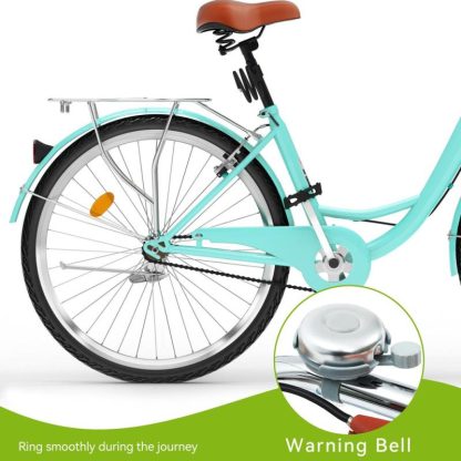 Cycling |  26 Inch Beach Cruiser Bike for Women – 1 Speed Commute Bike for Adults – Bicycle with Adjustable Seat in Mint Green Cycling Cycling