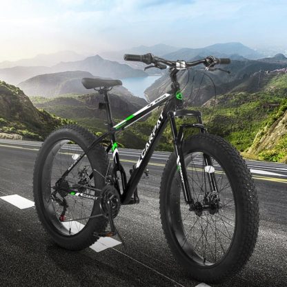 Cycling |  26 Inch Fat Tire Bike 21 Speed Mountain Bike, Dual Disc Brake, High-Carbon Steel Frame, Front Suspension, Urban Commuter City Cycling Cycling