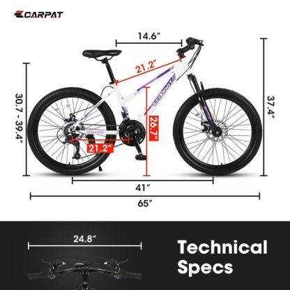 Cycling |  26 inch Mountain Bike for Teenagers Girls Women, Shimano 21 Speeds with Dual Disc Brakes and 100mm Front Suspension Cycling Cycling