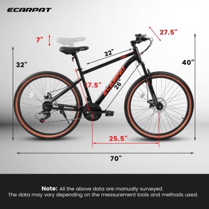 Cycling |  27.5 Inch Wheels,21-Speed Trail Commuter City Mountain Bike,Carbon steel Frame Disc Brakes Thumb Shifter Front Fork Cycling Cycling