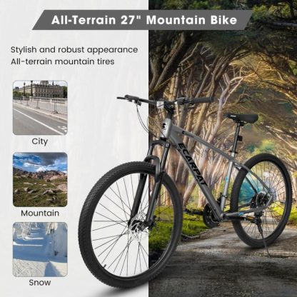 Cycling |  27″ Mountain Bike 21 Speeds, Suspension Fork, Aluminum Frame Disc-Brake for Men Women MTB Bicycle Adlut Bike Cycling Cycling