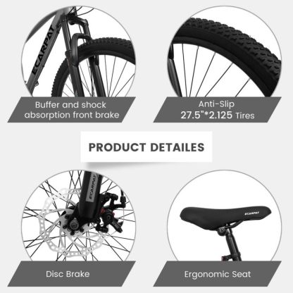 Cycling |  27″ Mountain Bike 21 Speeds, Suspension Fork, Aluminum Frame Disc-Brake for Men Women MTB Bicycle Adlut Bike Cycling Cycling