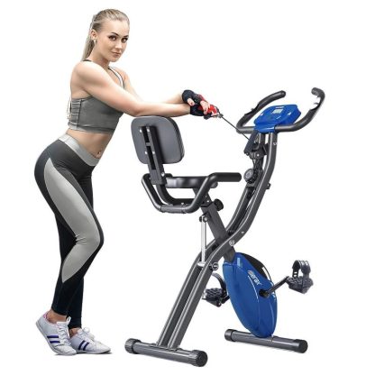 Cycling |  3 in 1 Adjustable Folding Exercise Bike Convertible Magnetic Upright Recumbent Bike with Arm Bands Cycling Cycling