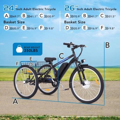 Cycling |  3 Wheel Electric Bicycle for Adults with Basket, Electric Tricycle Cycling Cycling