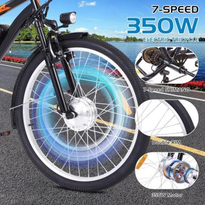 Cycling |  3 Wheel Electric Bicycle for Adults with Basket, Electric Tricycle Cycling Cycling