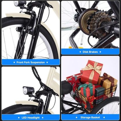 Cycling |  36V 10Ah Electric Tricycle, 3 Wheel Mountain Electric Bicycle Cycling Cycling