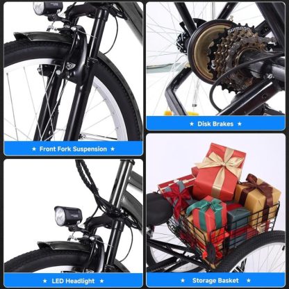 Cycling |  36V Fat Tires Electric Tricycle Adult 3 Wheel Electric Bicycle with Basket Cycling Cycling