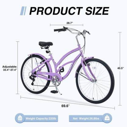 Cycling |  7 Speed Bicycles,Multiple Colors 26″Inch Beach Cruiser Bike Cycling Cycling