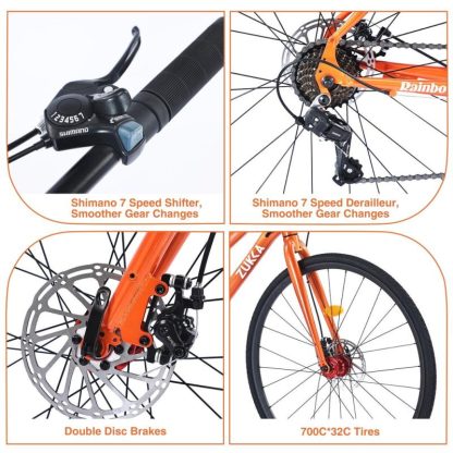 Cycling |  7 Speed Hybrid bike Disc Brake 700C Road Bike For men women’s City Bicycle Cycling Cycling