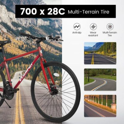 Cycling |  700c Ecarpat Road Bike, 21-Speed Disc Brakes, Carbon Steel Frame Bike ,Racing Bike City Commuting Road Bicycle for Men Women Cycling Cycling