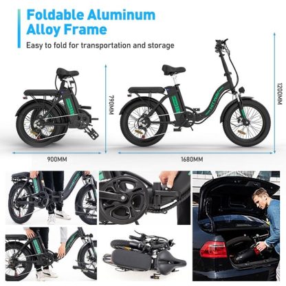 Cycling |  750W, 48V, 14Ah Electric Bike with 20*3.0 Inch Fat Tire, Shimano 7-Speed Transmission and IP54 Waterproof Cycling Cycling