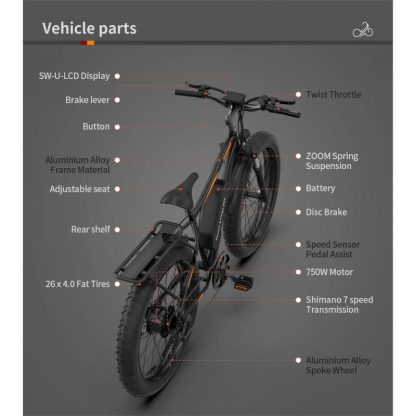 Cycling |  750W Electric Bike Fat Tire P7 48V 13AH Removable Lithium Battery for Adults Cycling Cycling