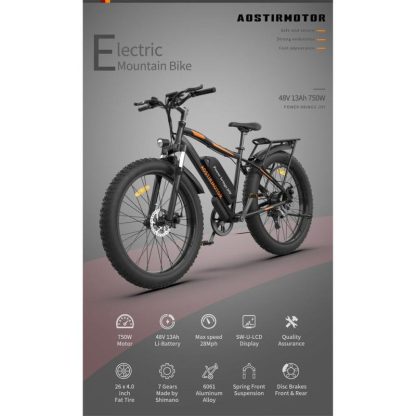 Cycling |  750W Electric Bike Fat Tire P7 48V 13AH Removable Lithium Battery for Adults Cycling Cycling